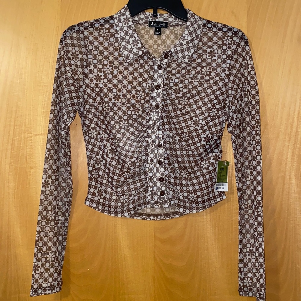 Brown sheer button up
